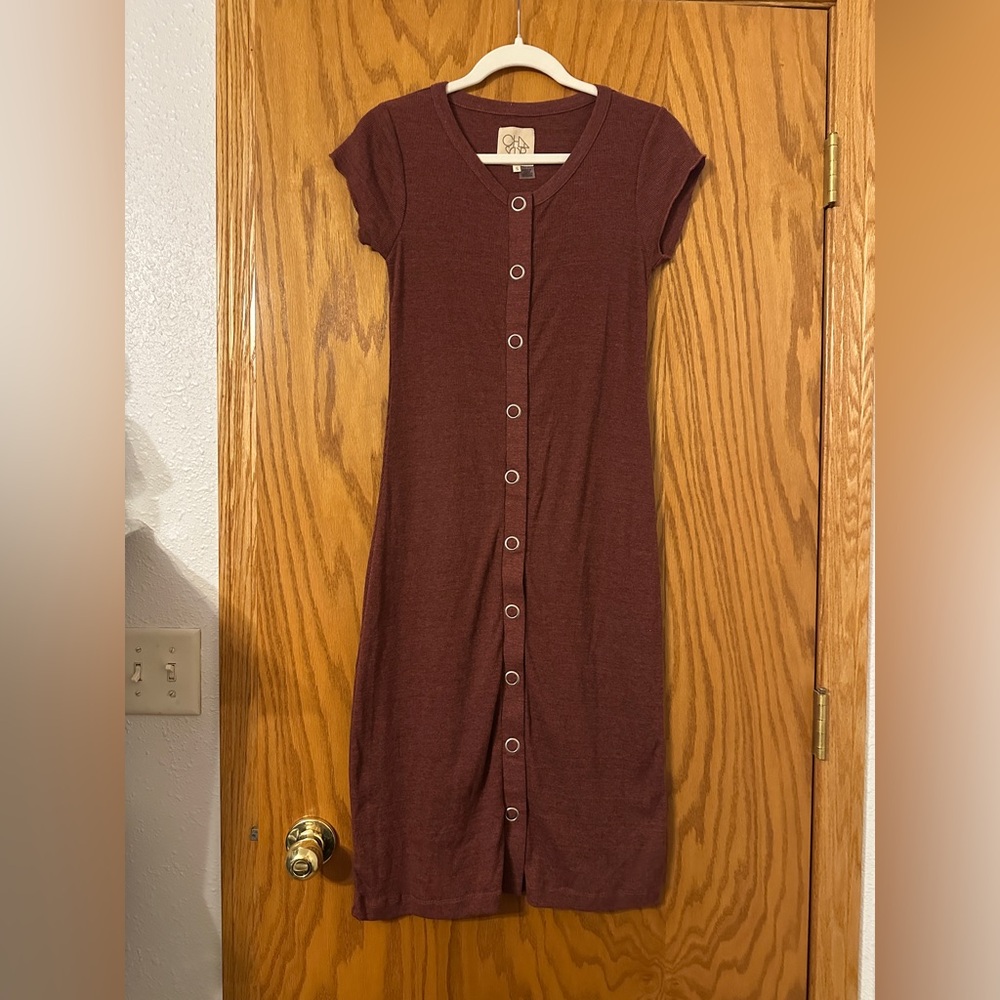 Chaser Triblend Ribbed Short Sleeve Midi Dress - NWT - Size S